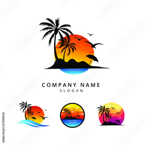 Fototapeta Naklejka Na Ścianę i Meble -  Set of sunset logo vector template