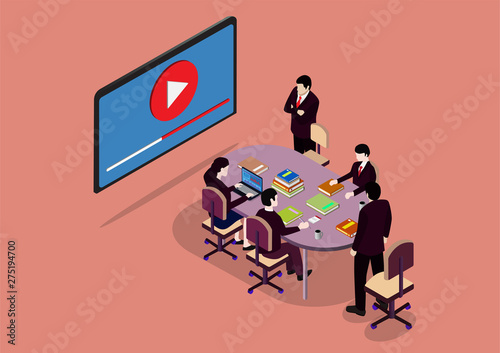 isometric Start up Teamwork Brainstorming Office Meeting Room