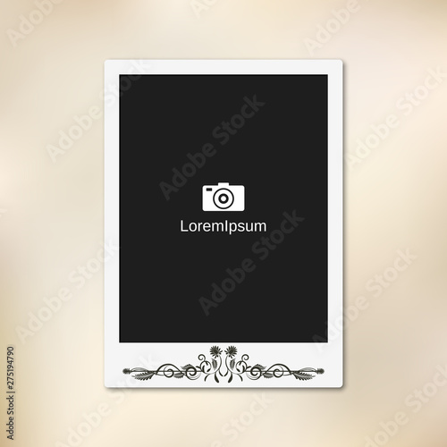 Paper photo frame vector template