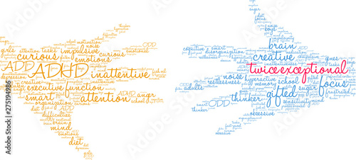 Twice Exceptional ADHD Word Cloud on a white background.  © arloo