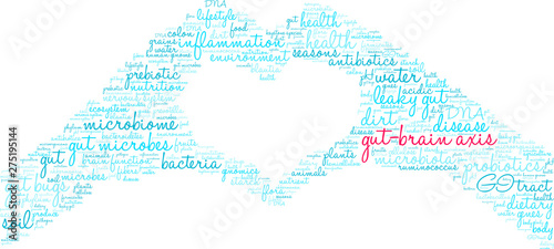 Gut-Brain Axis Word Cloud on a white background. 