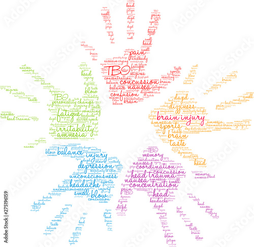 Brain Injury Word Cloud on a white background. 