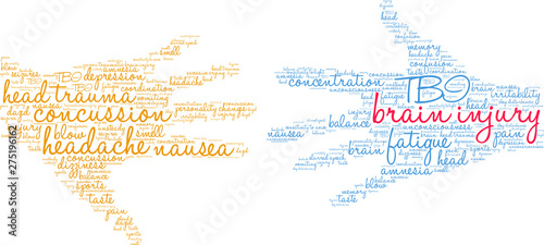 Brain Injury Word Cloud on a white background. 