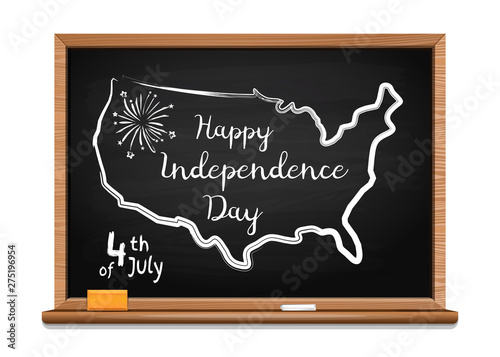 Fourth of July. Chalk inscription on blackboard