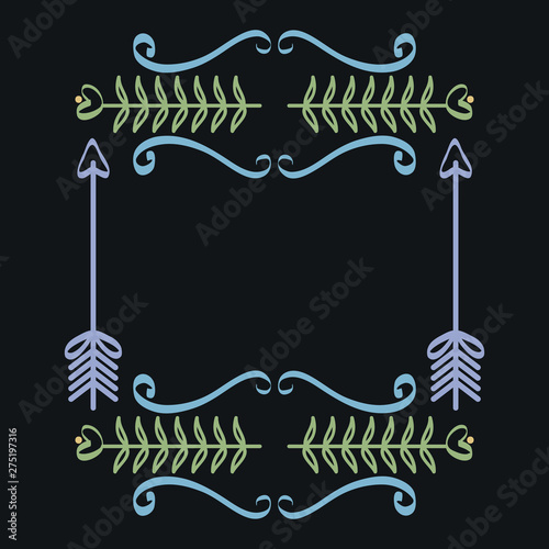 square frame with indian arrows boho style