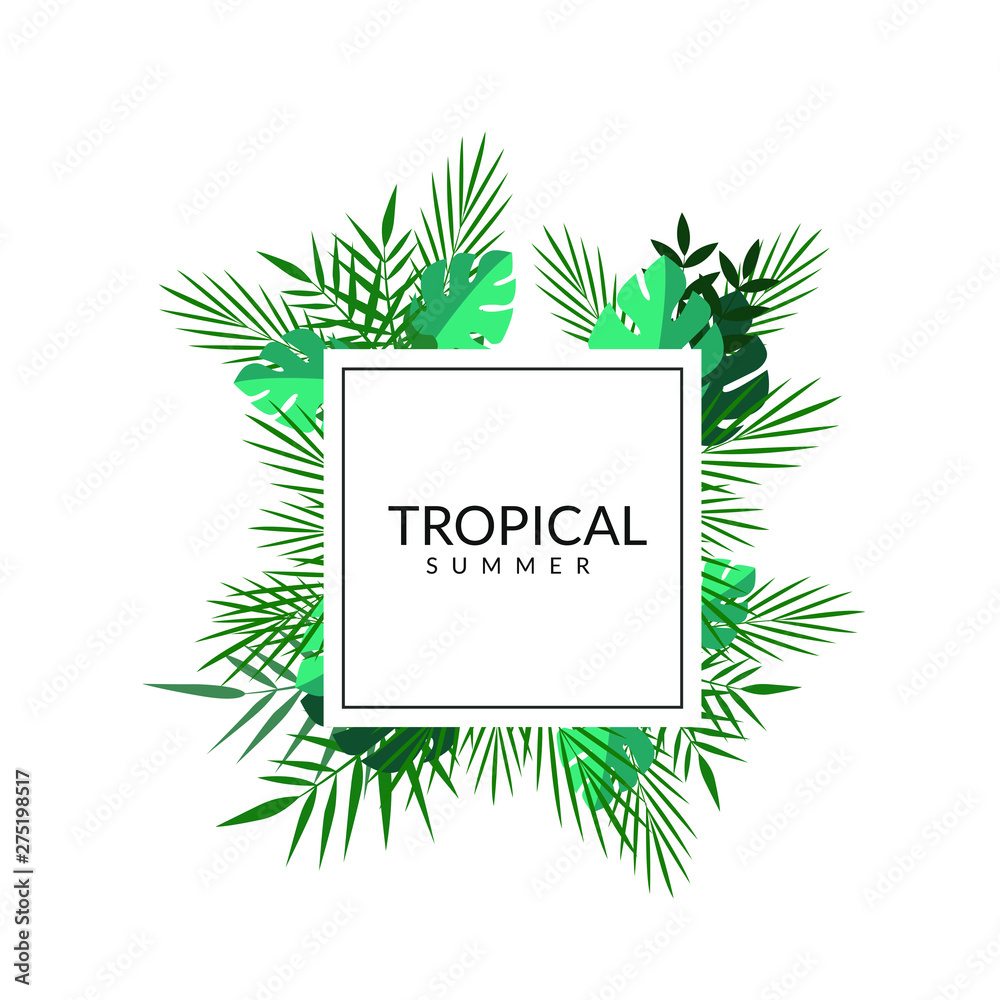 Tropical summer background with Pink Flamingo Tropical summer background with Pink Flamingo