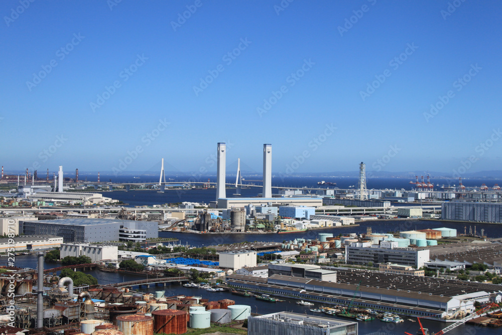 Obraz premium 湾岸の工場 風景