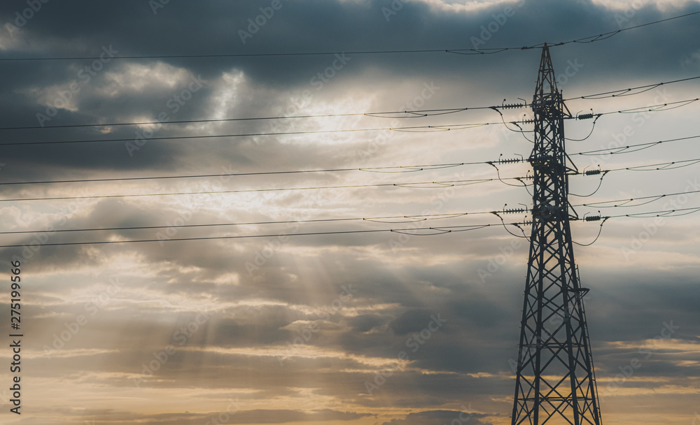 Sky landscape and steel tower Sky landscape and steel tower