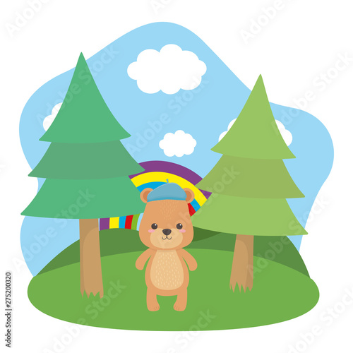 Bear cartoon with hat design