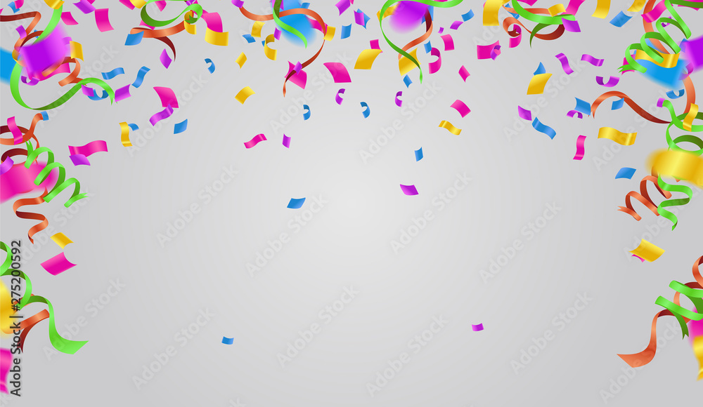 Fototapeta premium Colorful birthday balloons and confetti - vector background