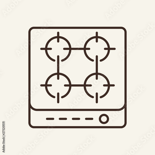 Cooker line icon. Top, burner, stove