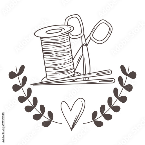 Scissor needle and thread of tailor shop design