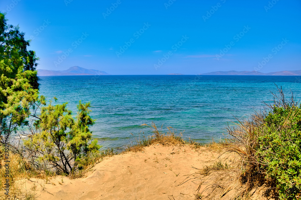 Beach and sea on the island Kos in Greece