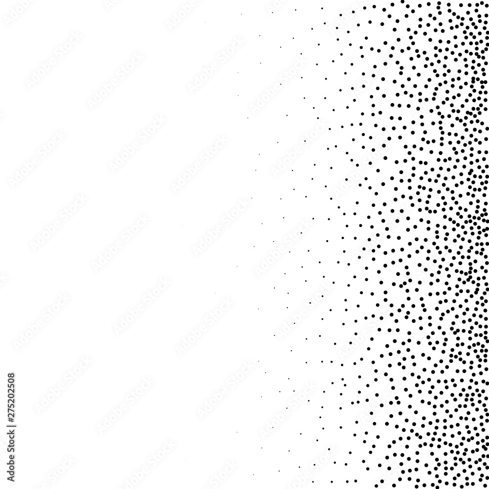 Halftone dotted background. Dotted vector pattern. Chaotic circle dots isolated on the white background. asymmetrical pattern