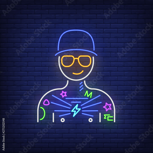 Man in glasses neon sign