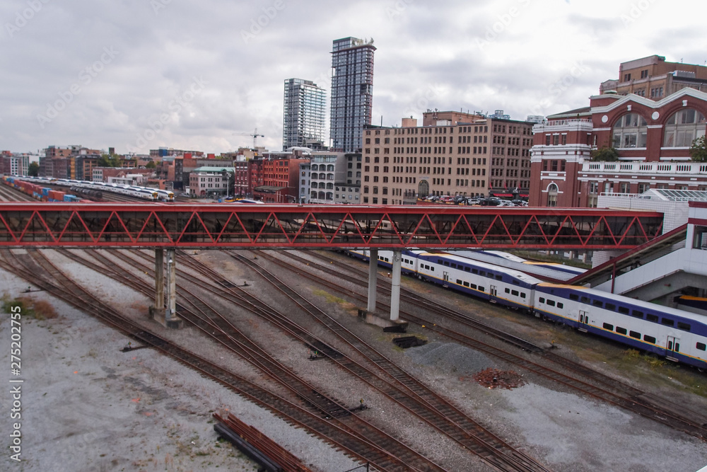 train station railway hub center transportation and communication red foot brigde in vancouver canada train station railway hub center transportation and communication red foot brigde in vancouver canada