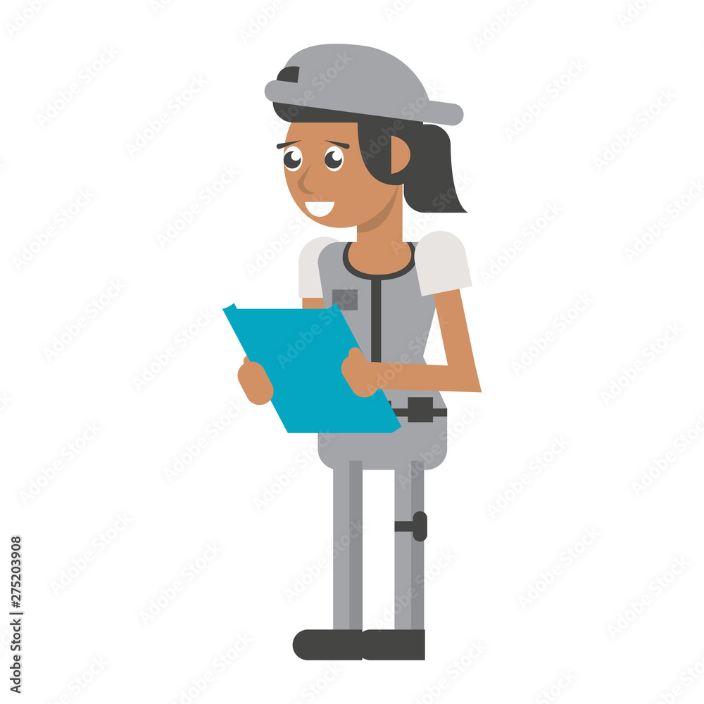 Construction worker smiling cartoon isolated