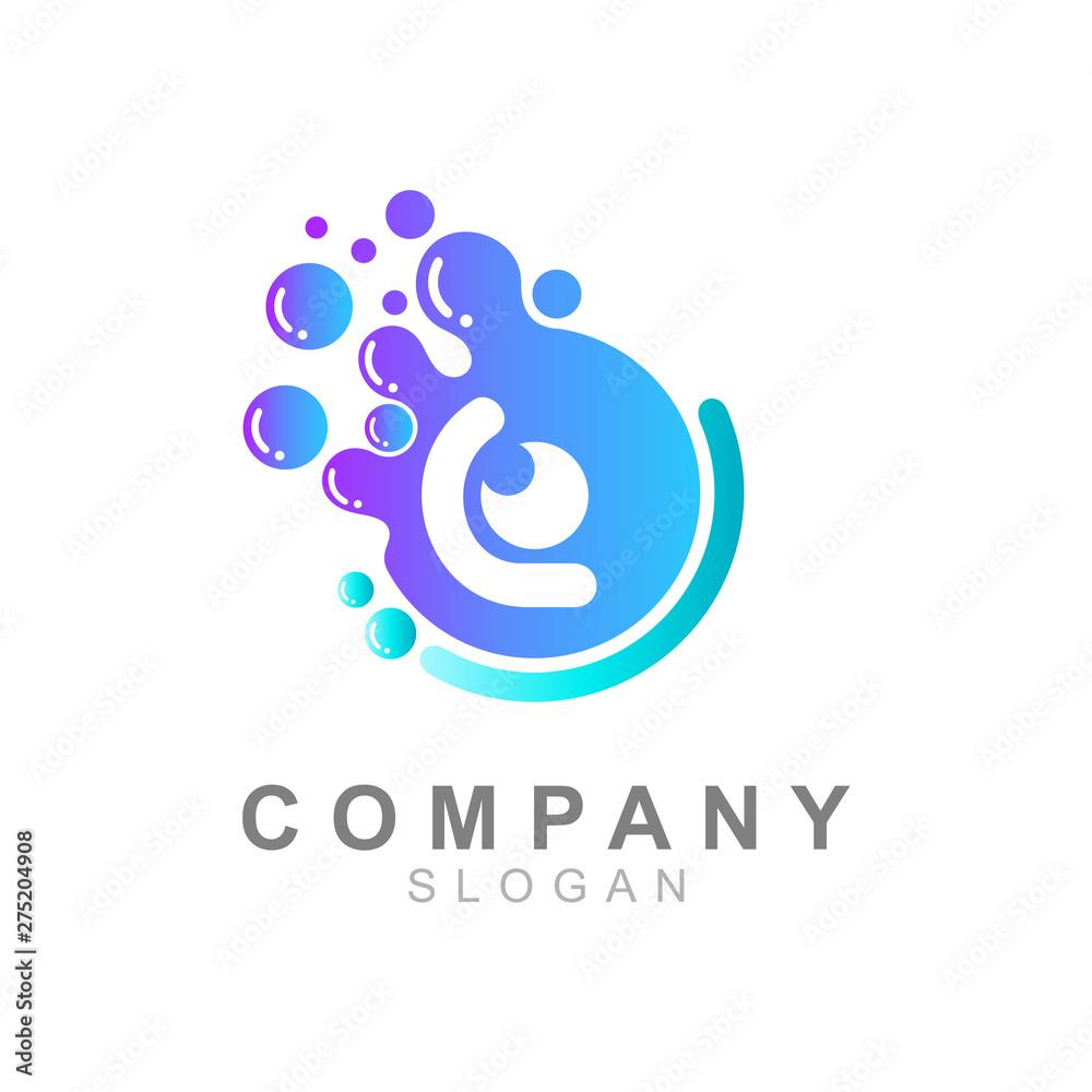 Fototapeta premium the logo of the letter L that is inside the circle of water and there is the eyeball, the logo is ready to use