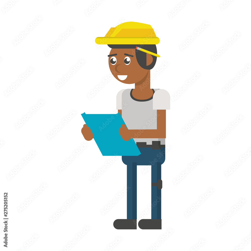 Construction worker smiling cartoon isolated Construction worker smiling cartoon isolated