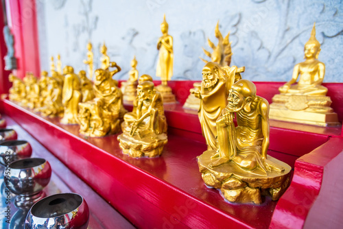 Golden buddha image, Chinese Temple Wat Borom Racha Kanchanapisek Anusorn (Leng nuei Yee 2), Thailand. photo