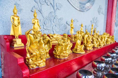 Golden buddha image, Chinese Temple Wat Borom Racha Kanchanapisek Anusorn (Leng nuei Yee 2), Thailand. photo