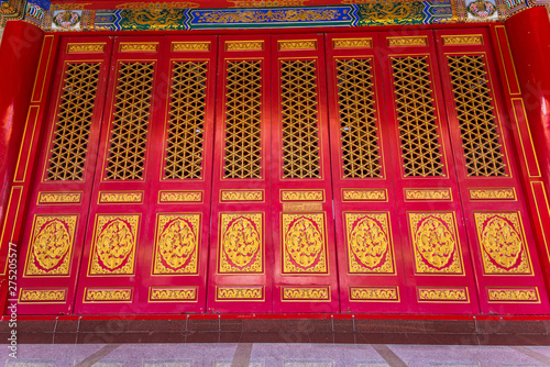 Close up Chinese door, Golden Dragon door.