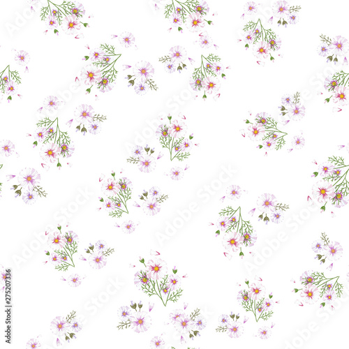Field of white chamomile, great design for any purposes. Abstract bouquet design. Retro style.