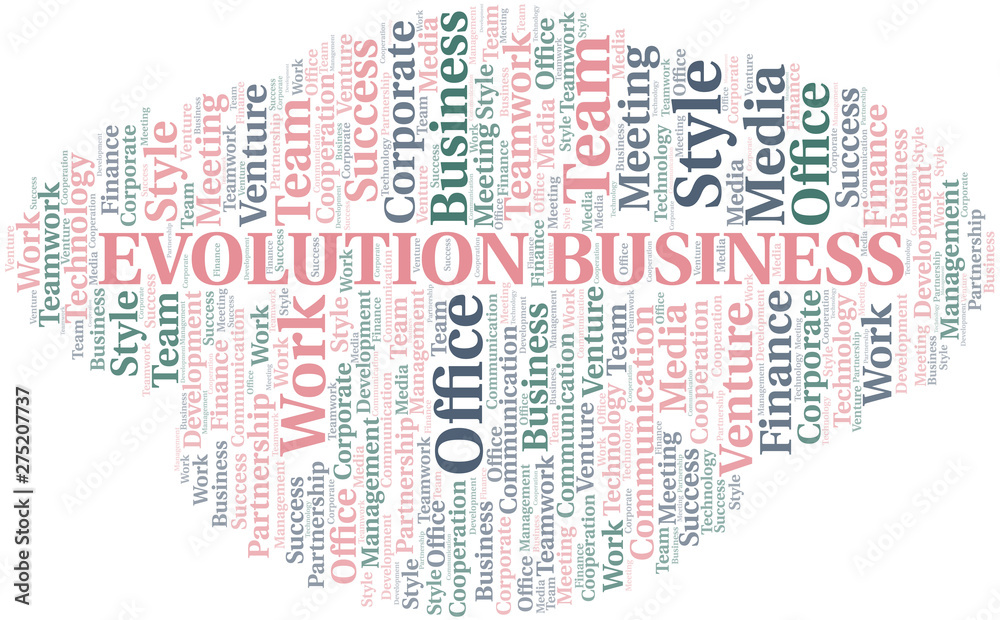Evolution Business word cloud. Collage made with text only.