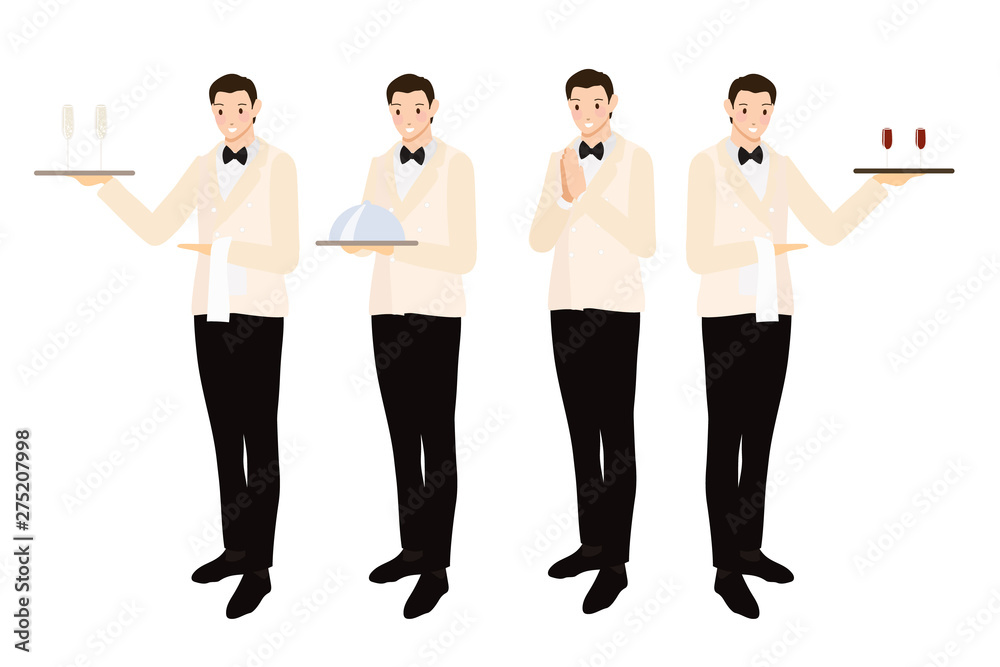 formal luxury dinner waiter collection flat style formal luxury dinner waiter collection flat style