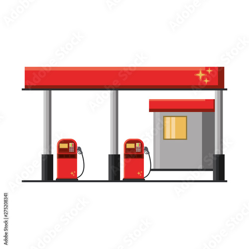 Fuel gasoline station building isolated