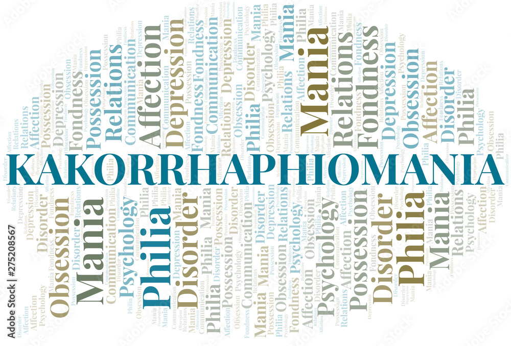 Fototapeta premium Kakorrhaphiomania word cloud. Type of mania, made with text only.