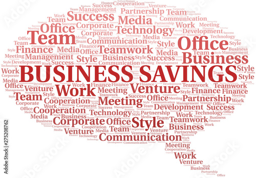 Business Savings word cloud. Collage made with text only.