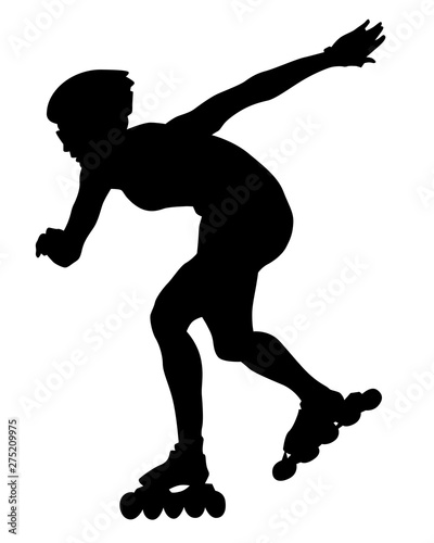 Silhouette athletes of skates on white background