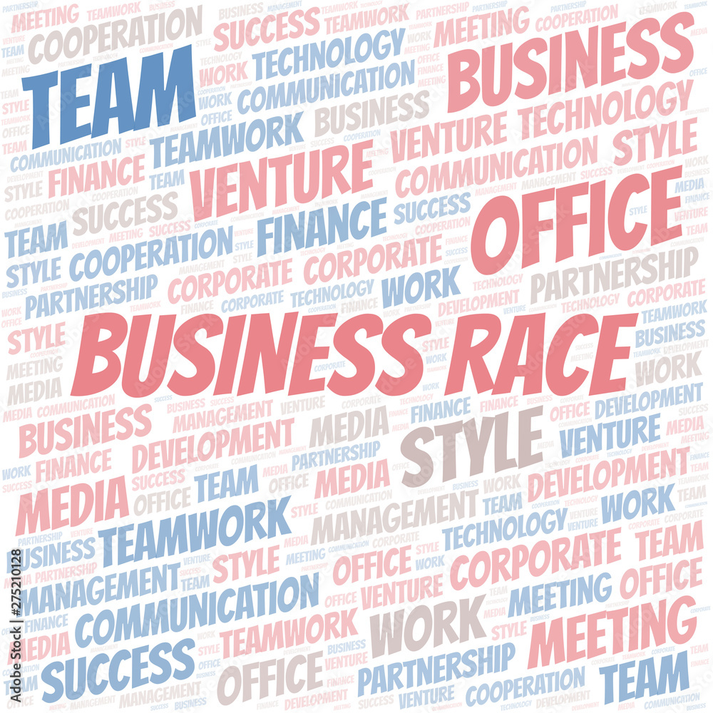 Fototapeta premium Business Race word cloud. Collage made with text only.