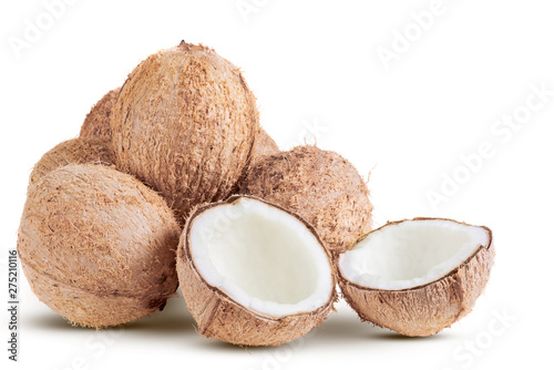Coconuts isolated on white background.