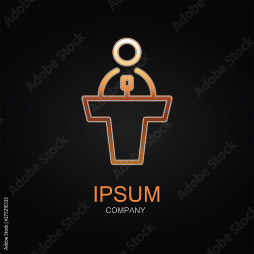 Conference vector icon. Design logo element. Isolated on black background.