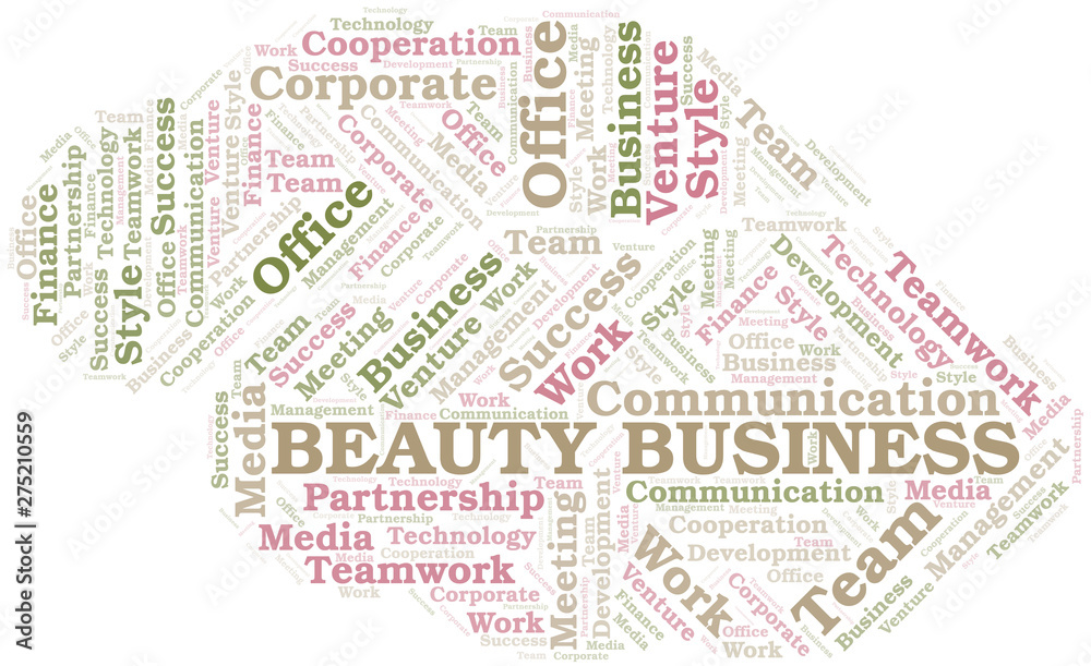 Beauty Business word cloud. Collage made with text only.