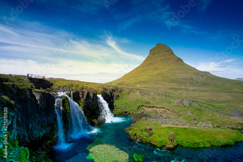 Waterfalls in front of Kirkjufell  Iceland