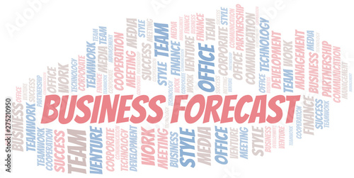 Business Forecast word cloud. Collage made with text only.