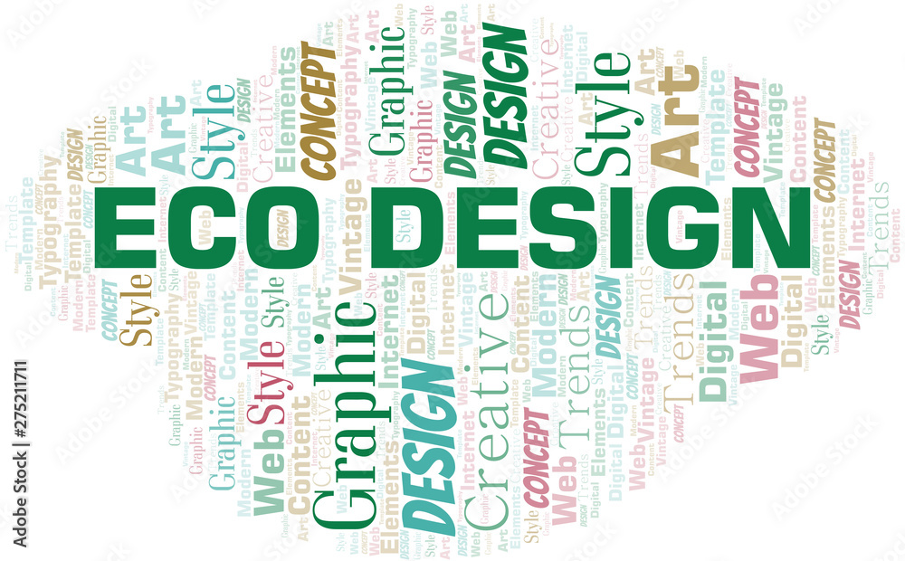 Eco Design word cloud. Wordcloud made with text only.