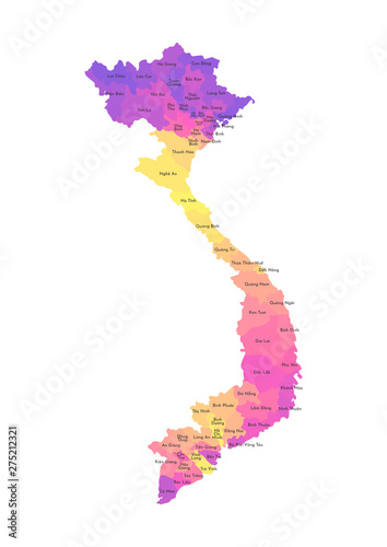 Quadro em tela Vector isolated illustration of simplified administrative map of Vietnam