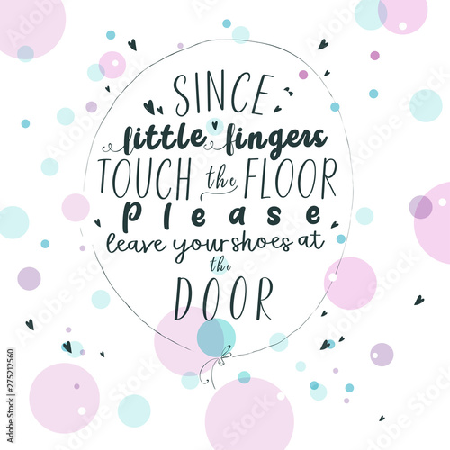 Shoes off please Poster, lettering art for nursary decor, printmaking, baby room