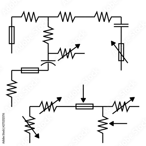 abstract resistance capacitor diagram isolate on white background