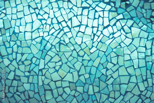 Photo Green Broken tiles mosaic seamless pattern