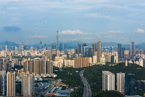 Shenzhen Futian District City Buildings Skyline Scenery © WU
