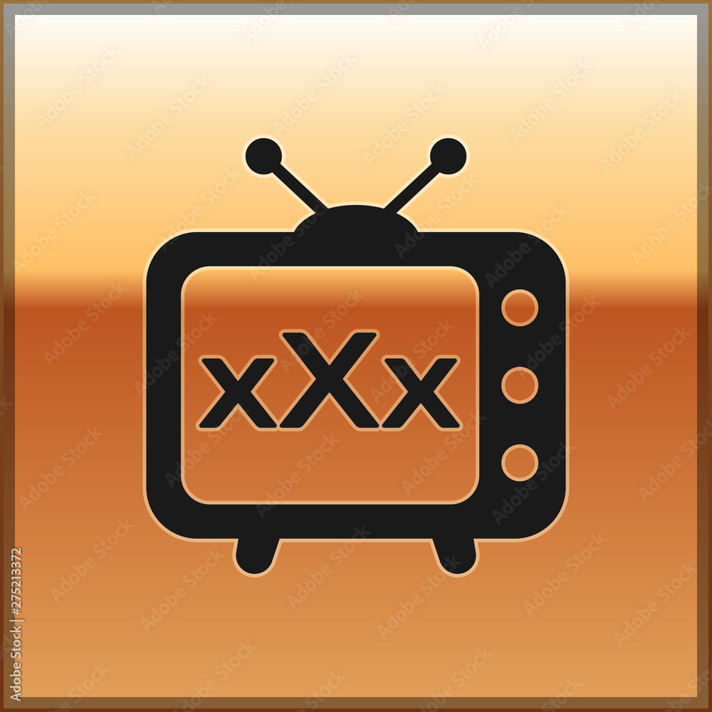 Black XXX tv old television icon isolated on gold background. Age  restriction symbol. 18 plus content sign. Adult channel. Vector  Illustration Stock Vector | Adobe Stock