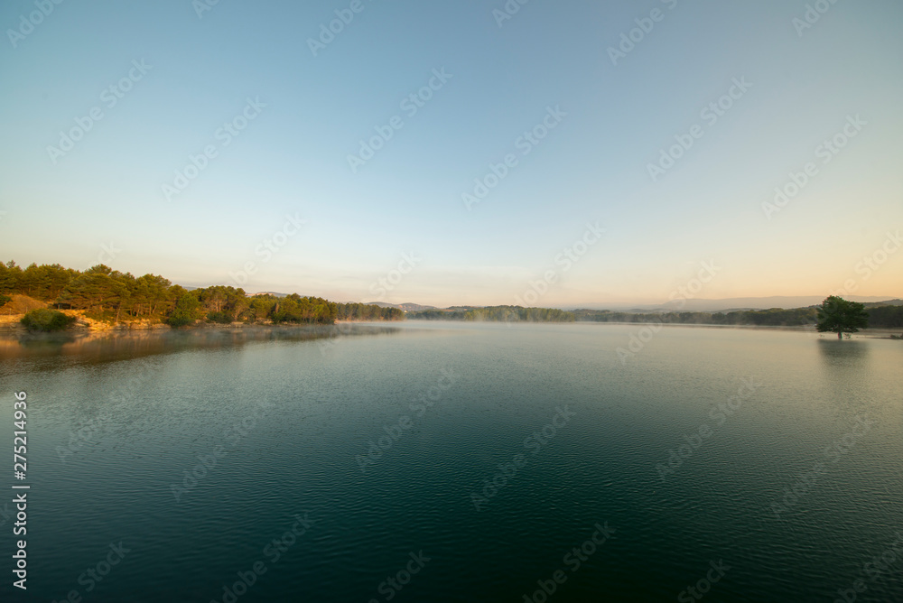 Sunrise at the regajo reservoir in Navajas, Castellon