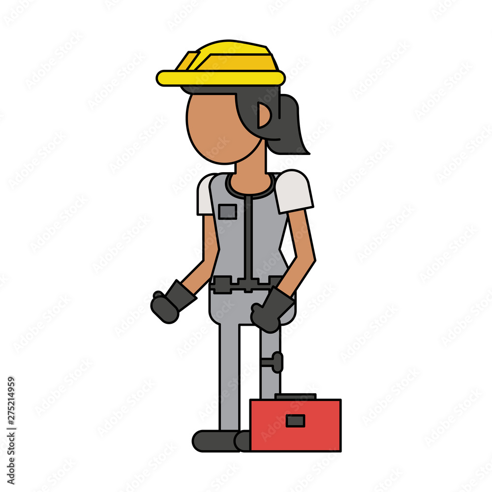 Construction worker smiling cartoon isolated faceless