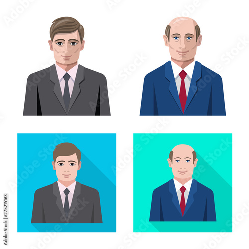 Vector illustration of hairstyle and profession icon. Collection of hairstyle and character stock symbol for web.