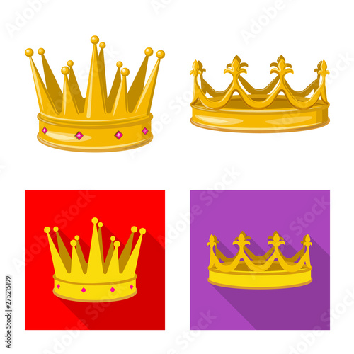 Vector illustration of medieval and nobility symbol. Set of medieval and monarchy vector icon for stock.